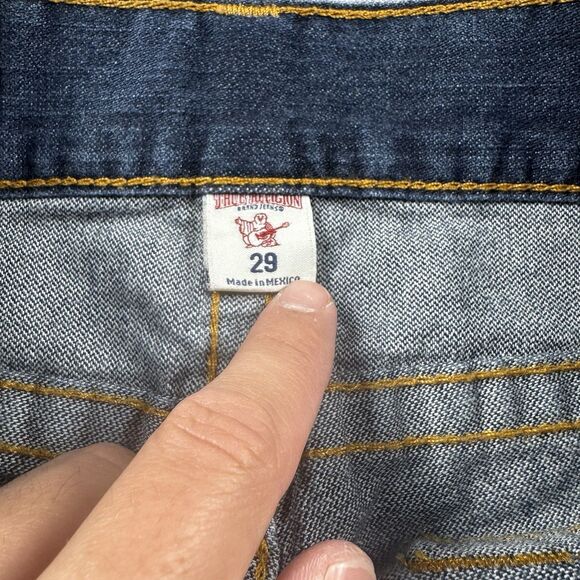 True Religion Ricky Jean Men 29x27 Relaxed Straight Denim Pocket Big T Flap Y2K - Picture 8 of 10